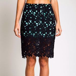 Black Lace Peekaboo Skirt Mint Green Teal Underlay NEW Mini Umgee Large …